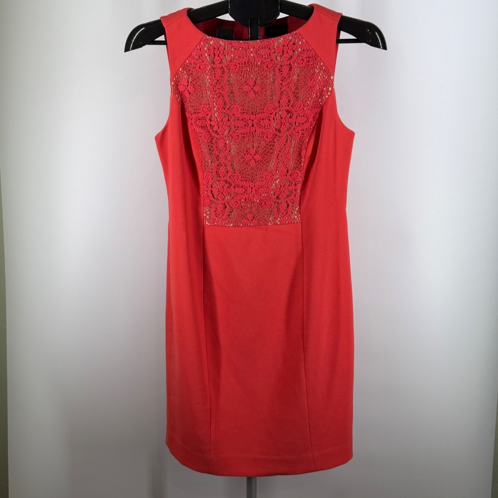 The Limited‎ Coral Red Lace Bodice Sheath Dress Sleeveless Size 2